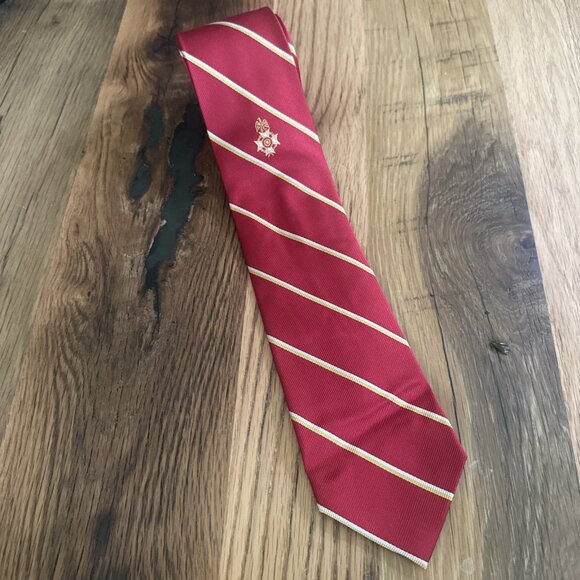 Smith & Logsdon Louisville KY New York Red Striped Neck Tie Silk Freemason - Picture 1 of 4